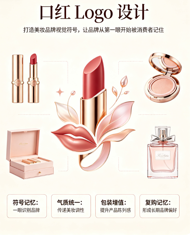 口红Logo设计,打造美妆品牌视觉符号，让品牌从第一眼开始被消费者记住