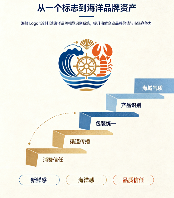 海鲜Logo设计，打造海洋品牌视觉识别系统，提升海鲜企业品牌价值与市场竞争力
